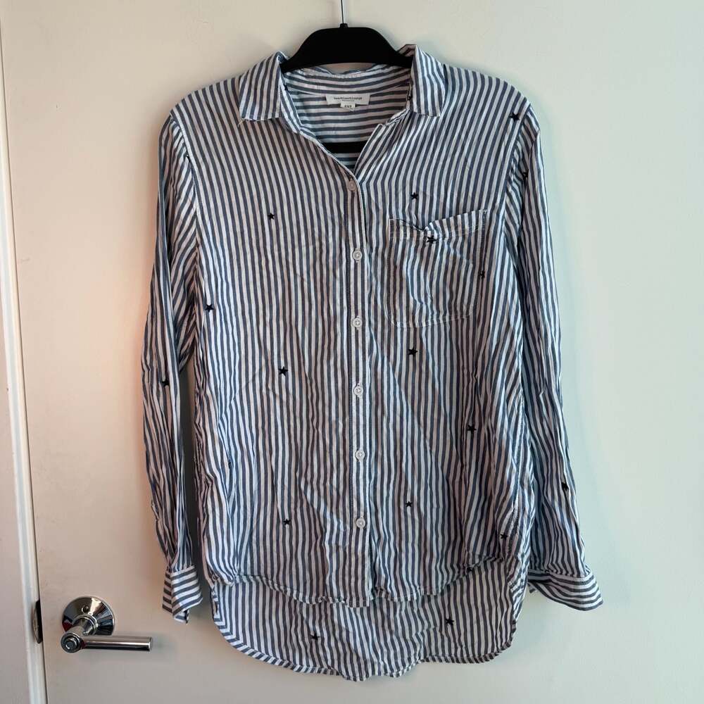 beachlunchlounge Collection Striped Star Print Button Down Shirt Size M
